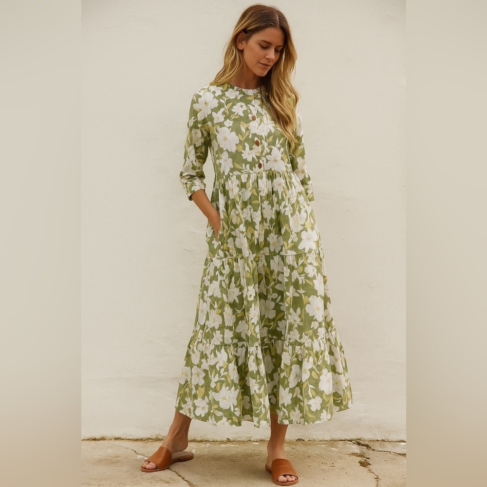 Floral Green Maxi Dress